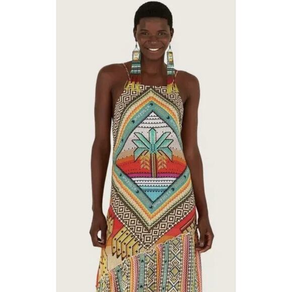 FARM Rio Dresses & Skirts - FARM Rio Banana Scarves Yawanawa Maxi Dress Sz G (Lg) Boho Art *See Measures)